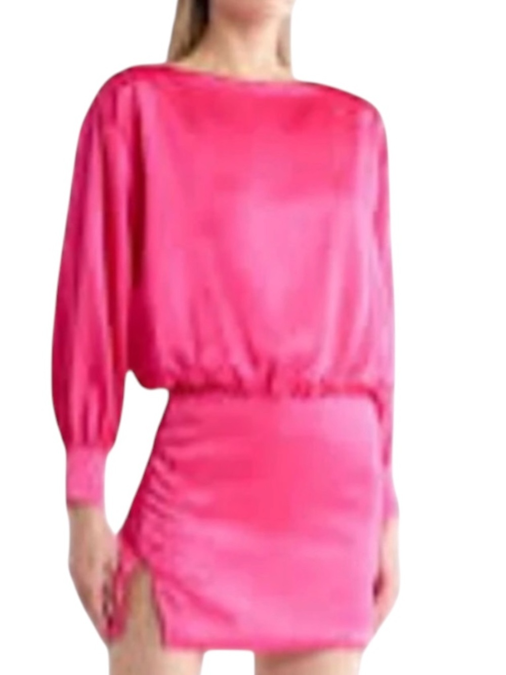 Lumiere Hot Pink Tie-Back Mini Dress – Long Sleeve Party Dress